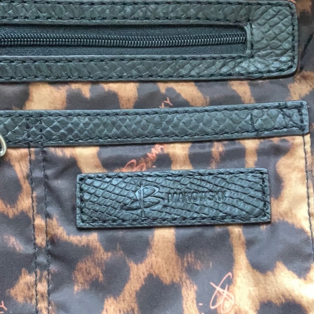 B. Makowsky Black Leather Handbag Studded strap - Picture 8 of 9